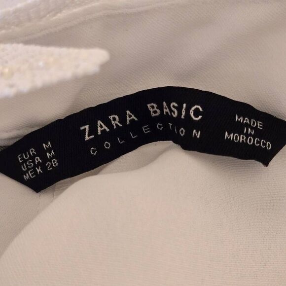 Zara Basic Women's Lace & Pearl Trim Sleeveless Blouse White Size Medium - Picture 6 of 10